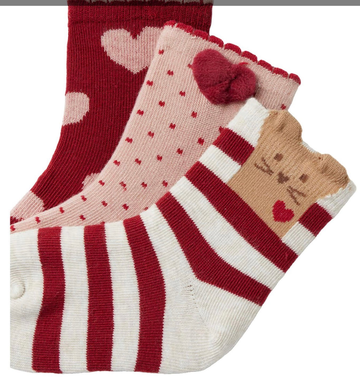 3 Pk Socks - Hearts/Blush/Striped - Mayoral