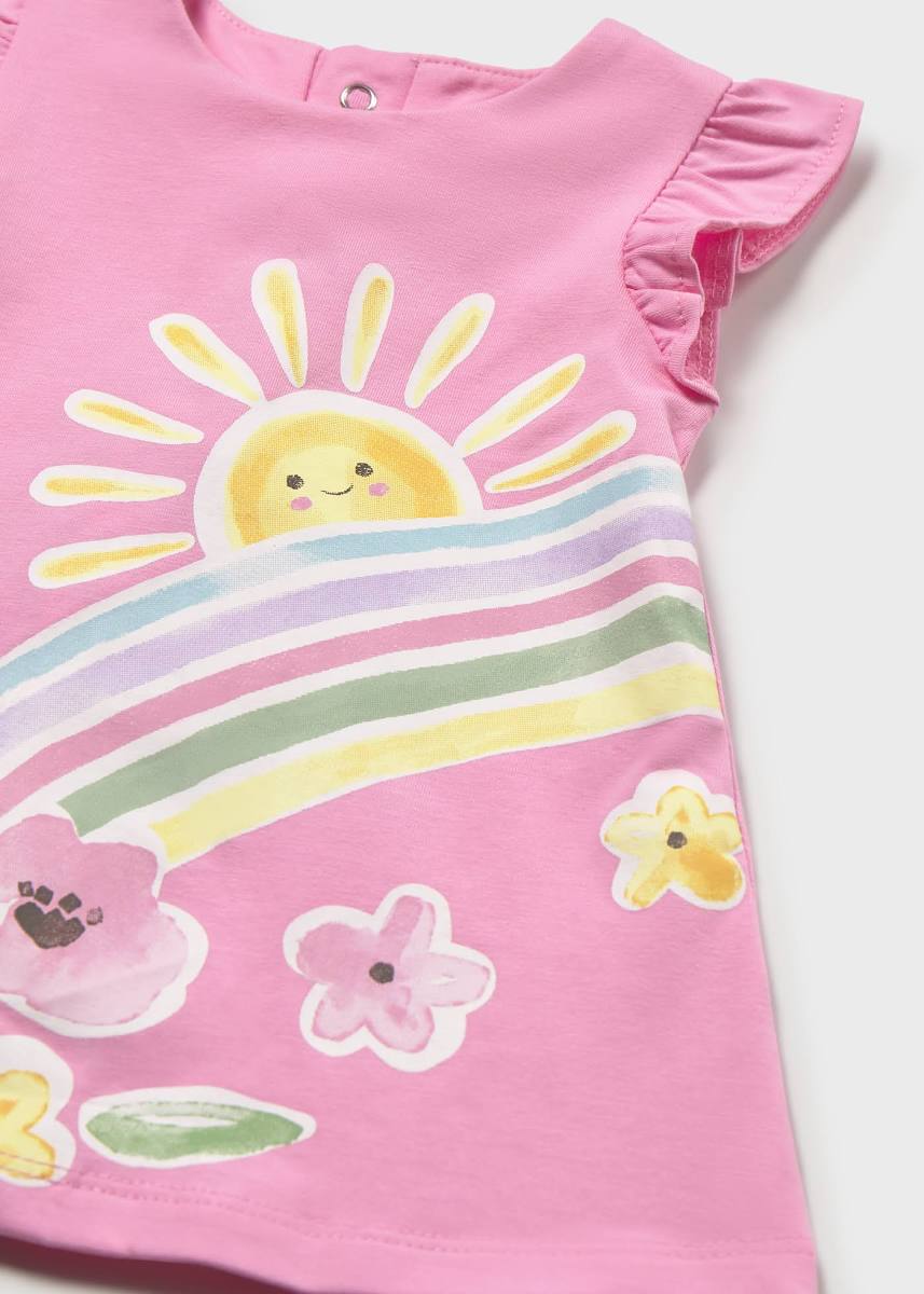 Pink Rainbow Sun And Flower Knit Dress-Mayoral