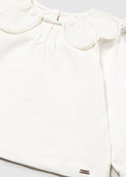 White Eyelet Collared Children’s Long Sleeve Tishirt- Mayoral
