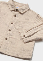 Beige Hedgehog Button Down Collar Long Sleeve Top-Mayoral