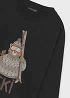 Ski Bear Long Sleeve Black TiShirt - Mayoral