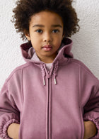 Mauve Sparkle Hoodie with Zipper Front- Mayoral