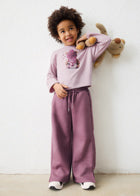 Mauve Sparkly Wide Leg Adjustable Waist Pants-Mayoral