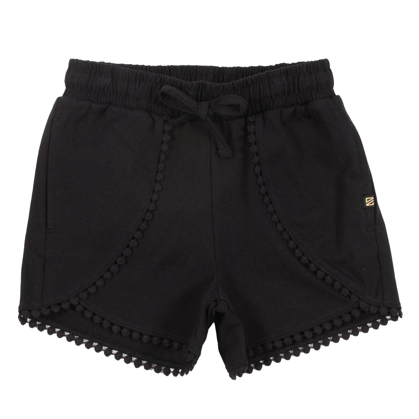 Knit Black Shorts With Draw string - Nano