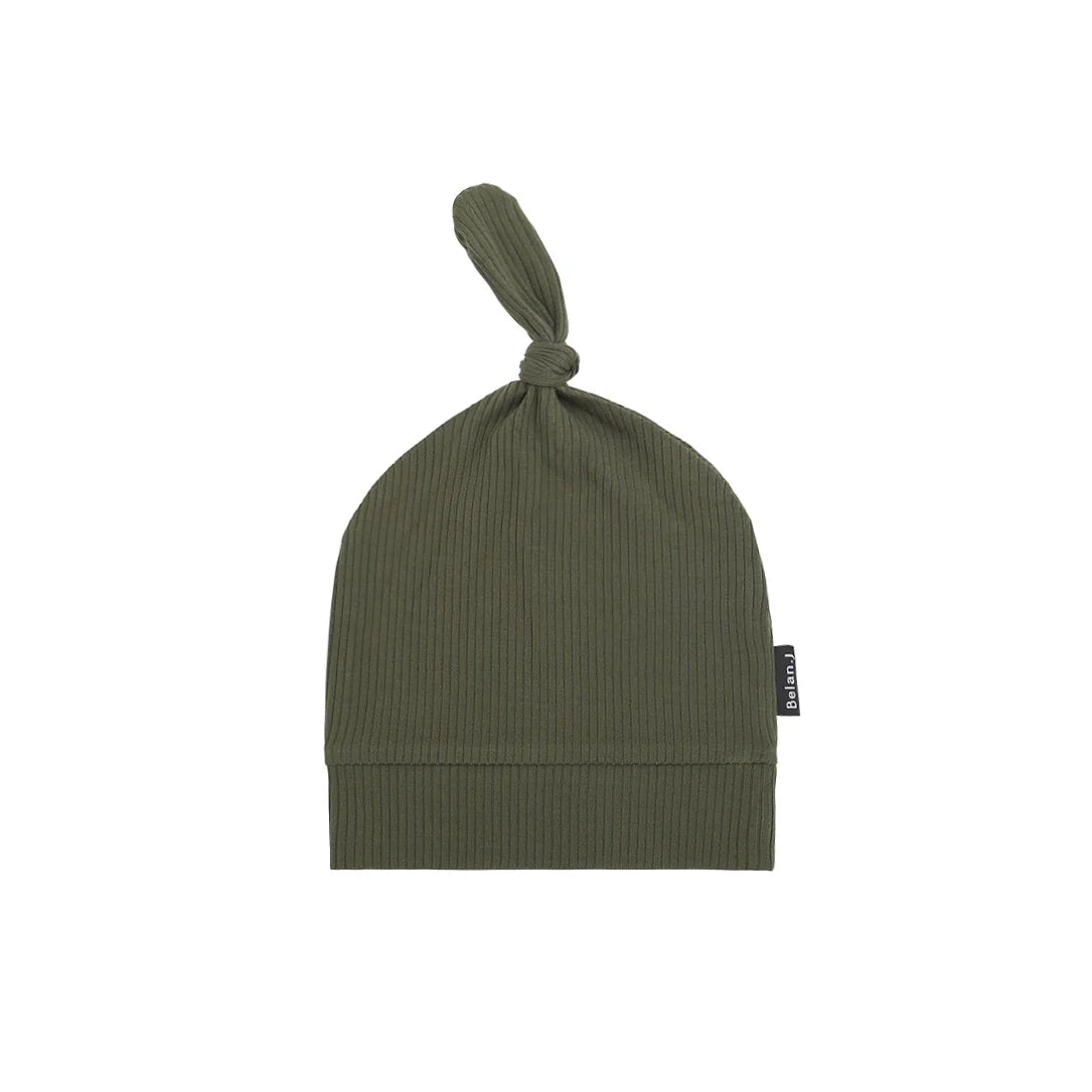 Forest Green ribbed Bamboo Knotted Hat-Belan.J