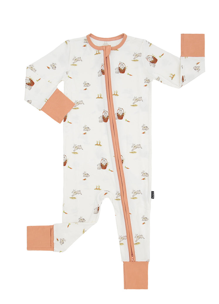 Garden Bunny in Basket Footless Sleeper With Fold Over Feet-Belan.J