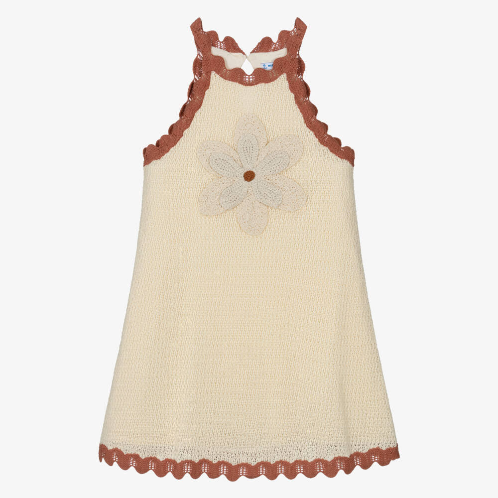 Girls Ivory Knit Dress-Mayoral