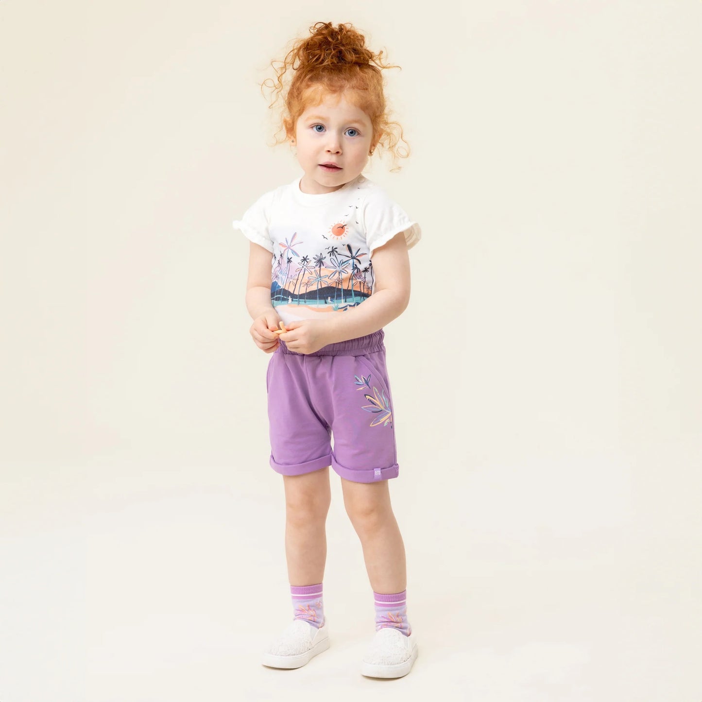 Mauve Palm Tree Baby 2 pc Short Set Nano