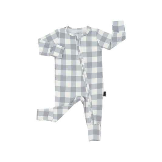 Denim Plaid Footless Sleeper With Fold Over Feet-Belan.J