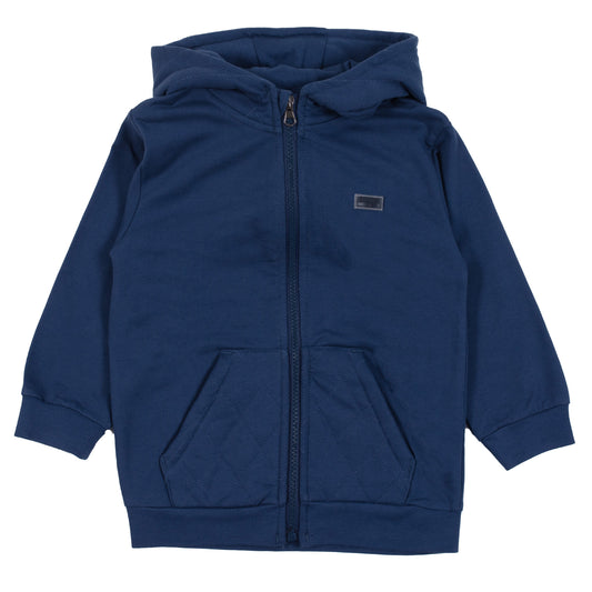 Blue Hooded Zipper Sweatshirt-Nano