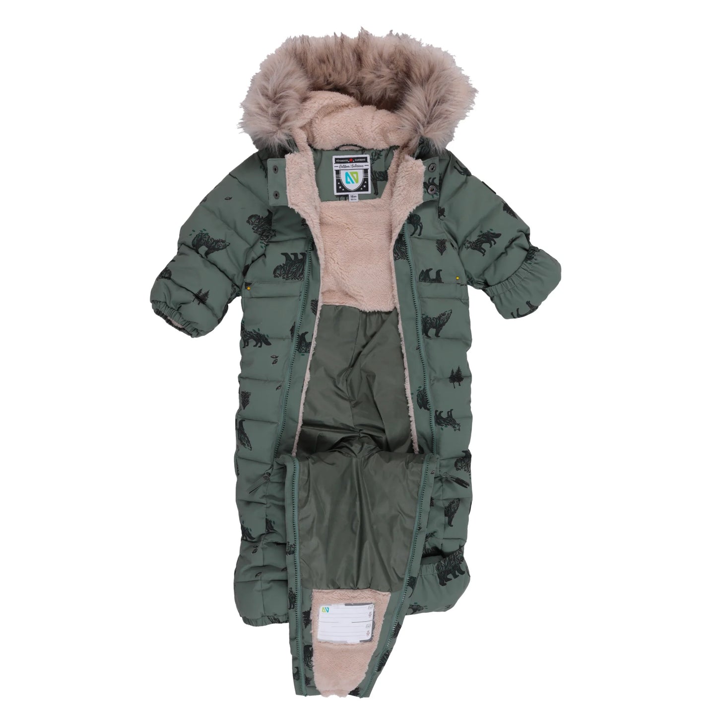 Forest Friends Elliot One-Piece Snowsuit with Removable Fur Hood - Nano