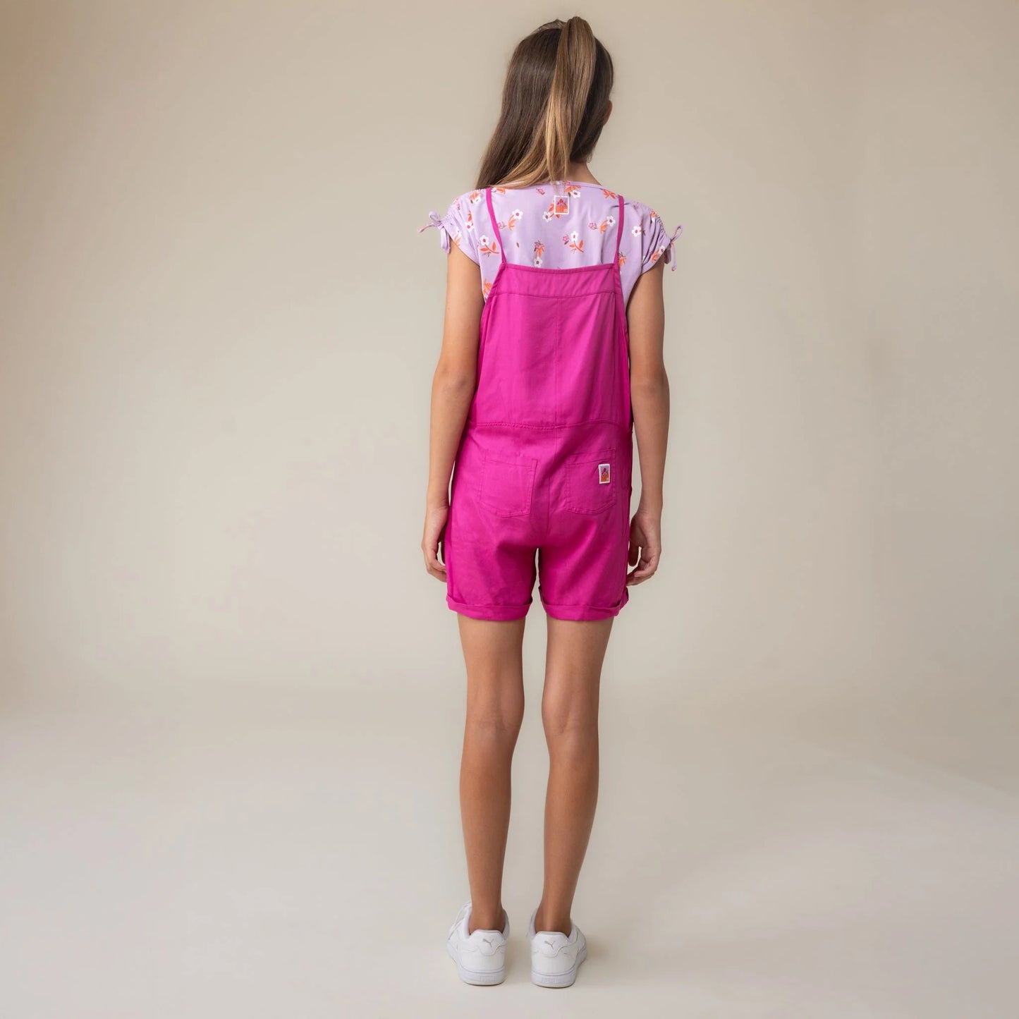 Fushia Lightweight Overalls Short Romper for Girls-Nano