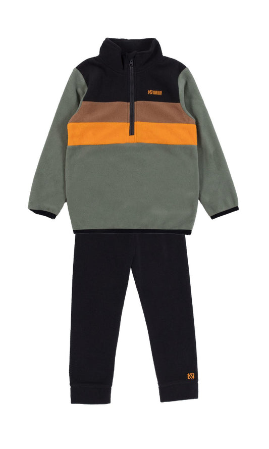 Green Colour Blocked Fleece Base Layer 2pc Nano - Boys