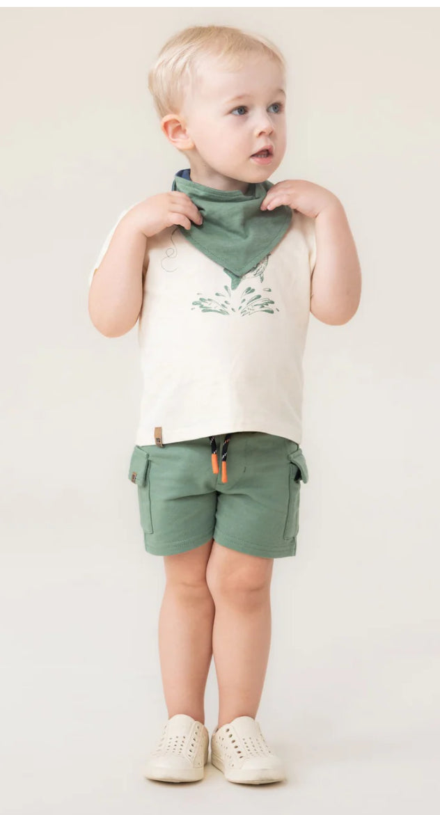 Green Fishing Baby 3 pc Short Set Nano