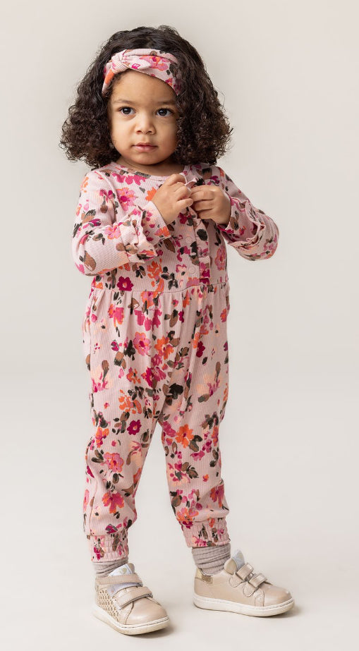 Pink Floral One Piece Romper and Headband Set  Baby -Nano