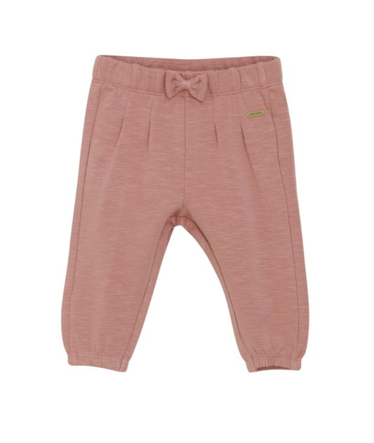Organic Cotton Rose Baby Joggers With Bow-MinyMo