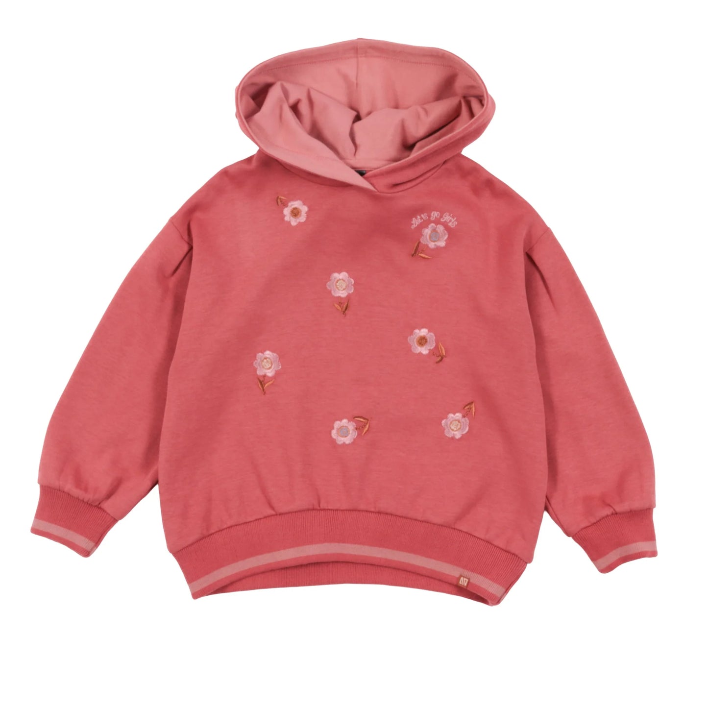 Coral Hooded Sweater with Flower Appliqué -Nano