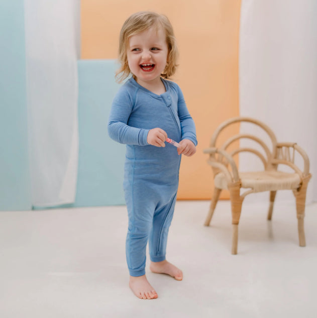 Azure Lake Bamboo Long Sleeve Footless Sleeper Snug Fit-Nest