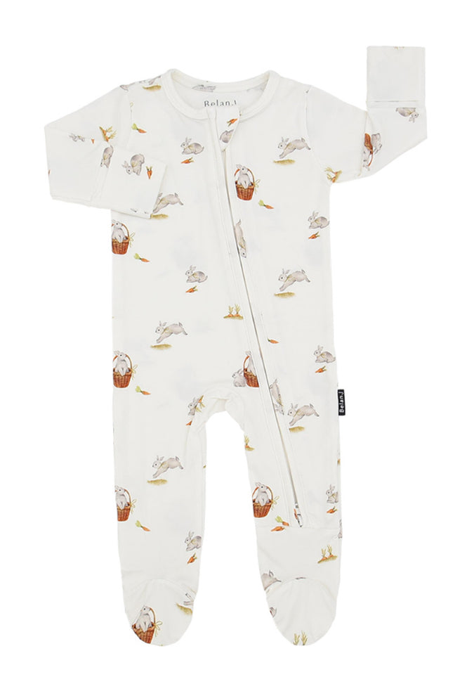 Garden Bunny in Basket Footed Zipper Sleeper-Belan.J