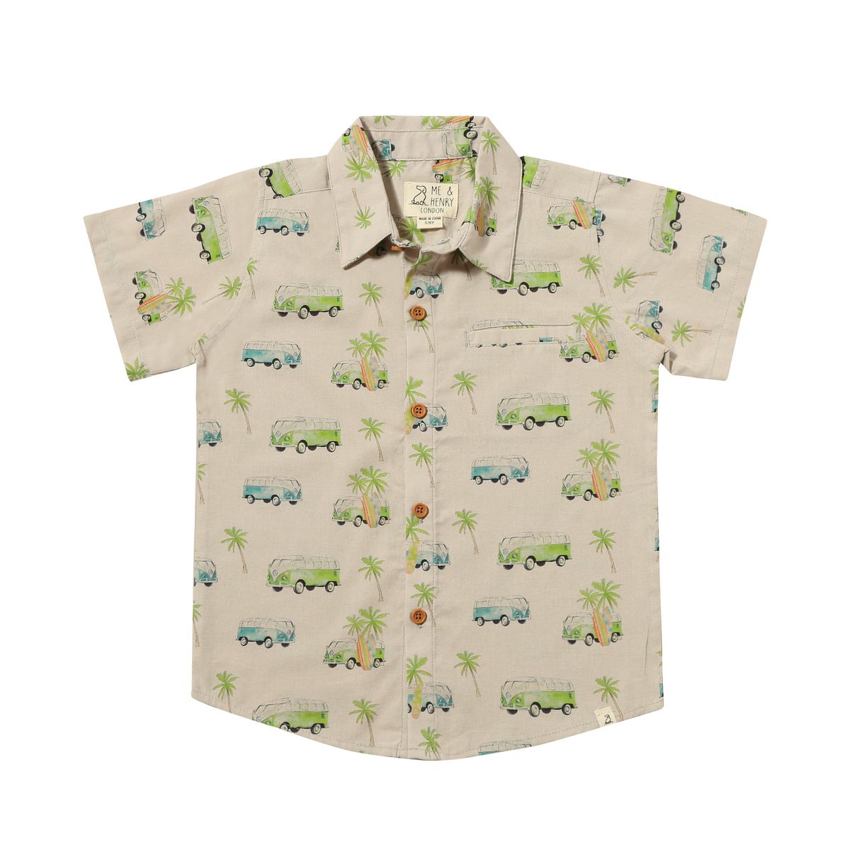 Maui Printed Shirt - Grey Campervan - Me and Henry
