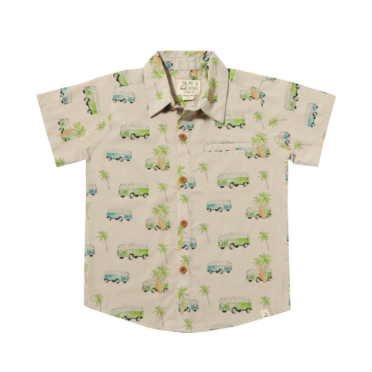Maui Printed Shirt - Grey Campervan - Me and Henry