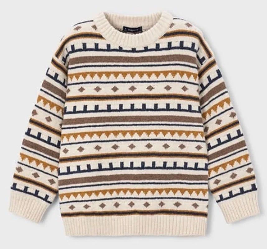 Jacquard Knit Sweater - Cereal Heather - Mayoral