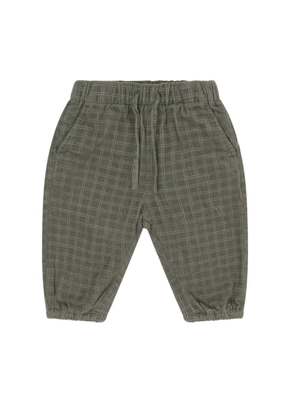 Green Plaid Organic Cotton Corduroy with Lining Baby Pants -MinyMo
