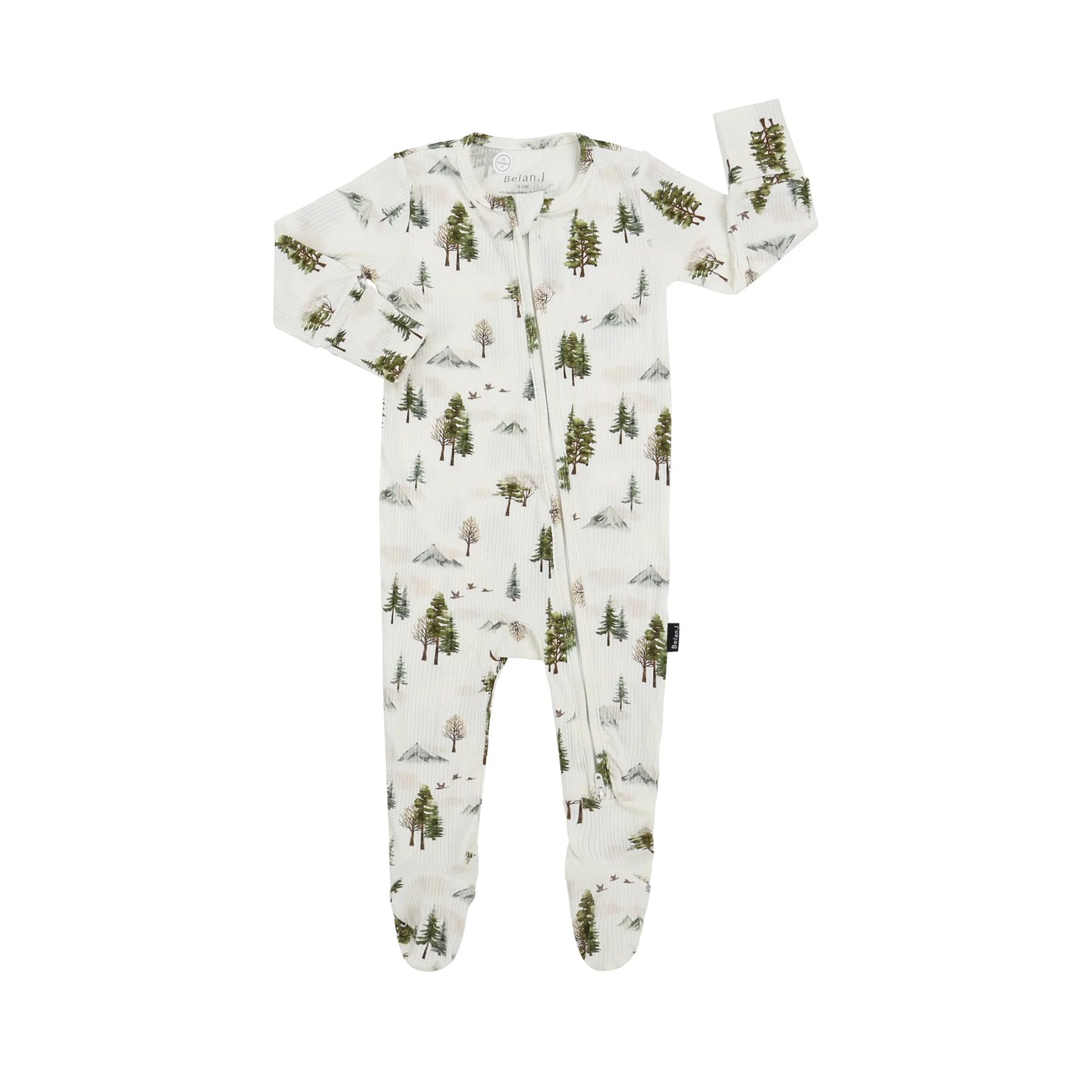 Misty Forest Ribbed Zipper Footed Sleeper-Belan.J