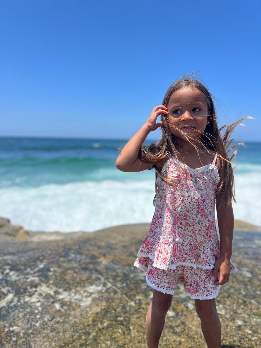Pink Ditsy Floral Lillian Top -Vignette Girls