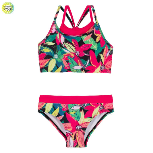 Black Floral Nano two-piece Swim Suit adjustable