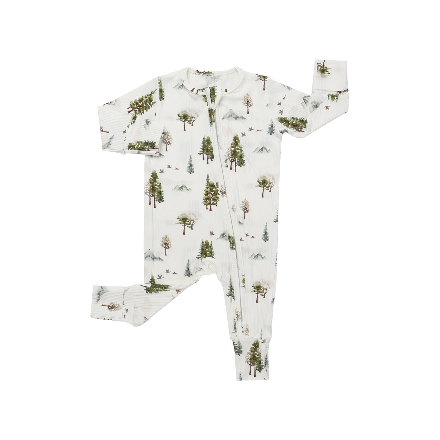 Misty Forest Ribbed Footless Sleeper With Fold Over Feet-Belan.J