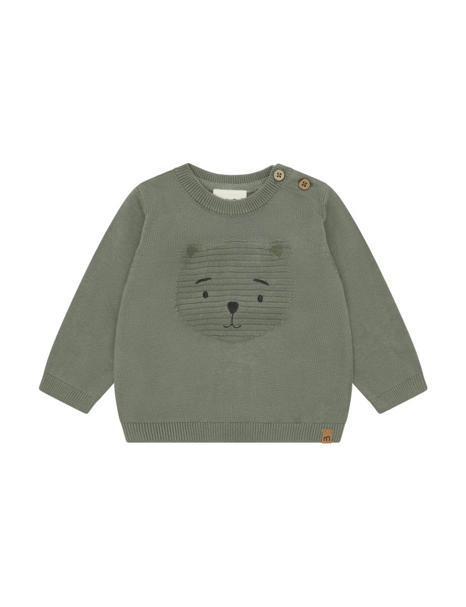 Green Bear Cotton Knit Sweater Baby/Toddler- Minymo