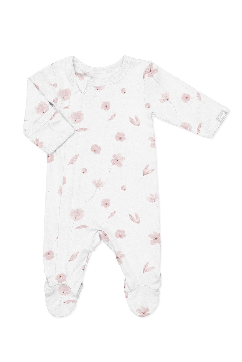 Sweet Soft Pink Floral Footed Modal Sleeper-Coccoli
