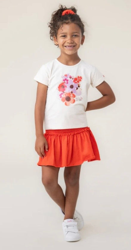 Cream Floral Cotton T Shirt -Nano