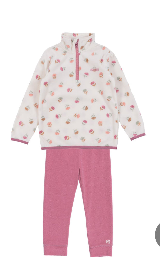 Pink and Cream Floral Fleece Base Layer