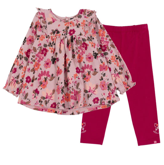 Pink Floral Dress and Legging SetBaby -Nano