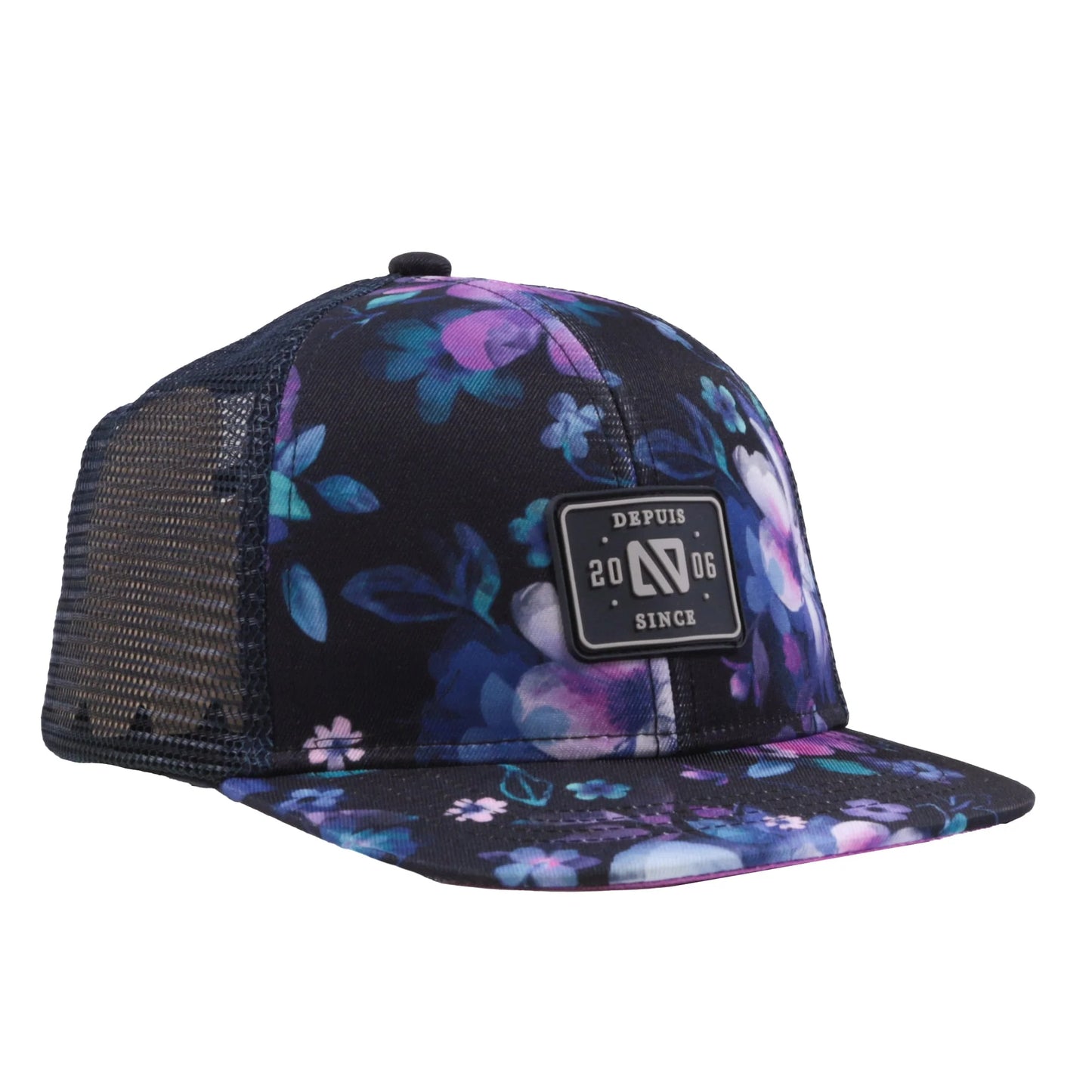 Floral Mesh Cap in Navy and Purple - Nano