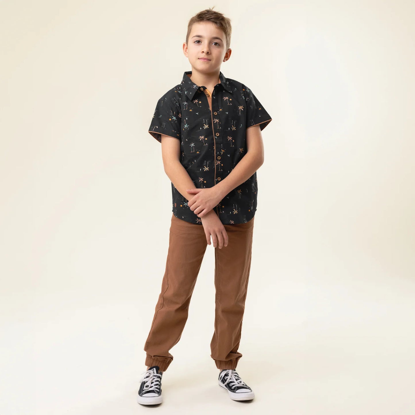 Brown Boys Cotton Joggers - Nano