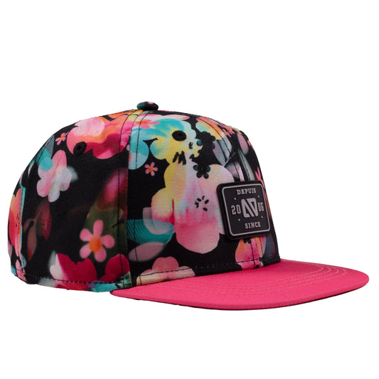 Floral Cap in Black and Pink  -Nano
