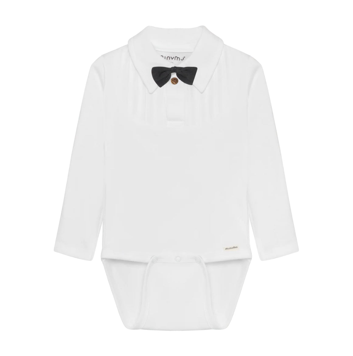 White Onesie With Bow Tie Tuxedo Style-Minymo