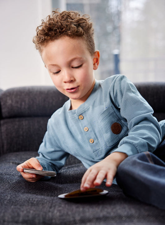 Wedge Blue Henley Long Sleeve Shirt-Nano