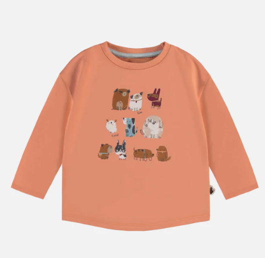 Long Sleeve Orange Dog Shirt-Souris Mini