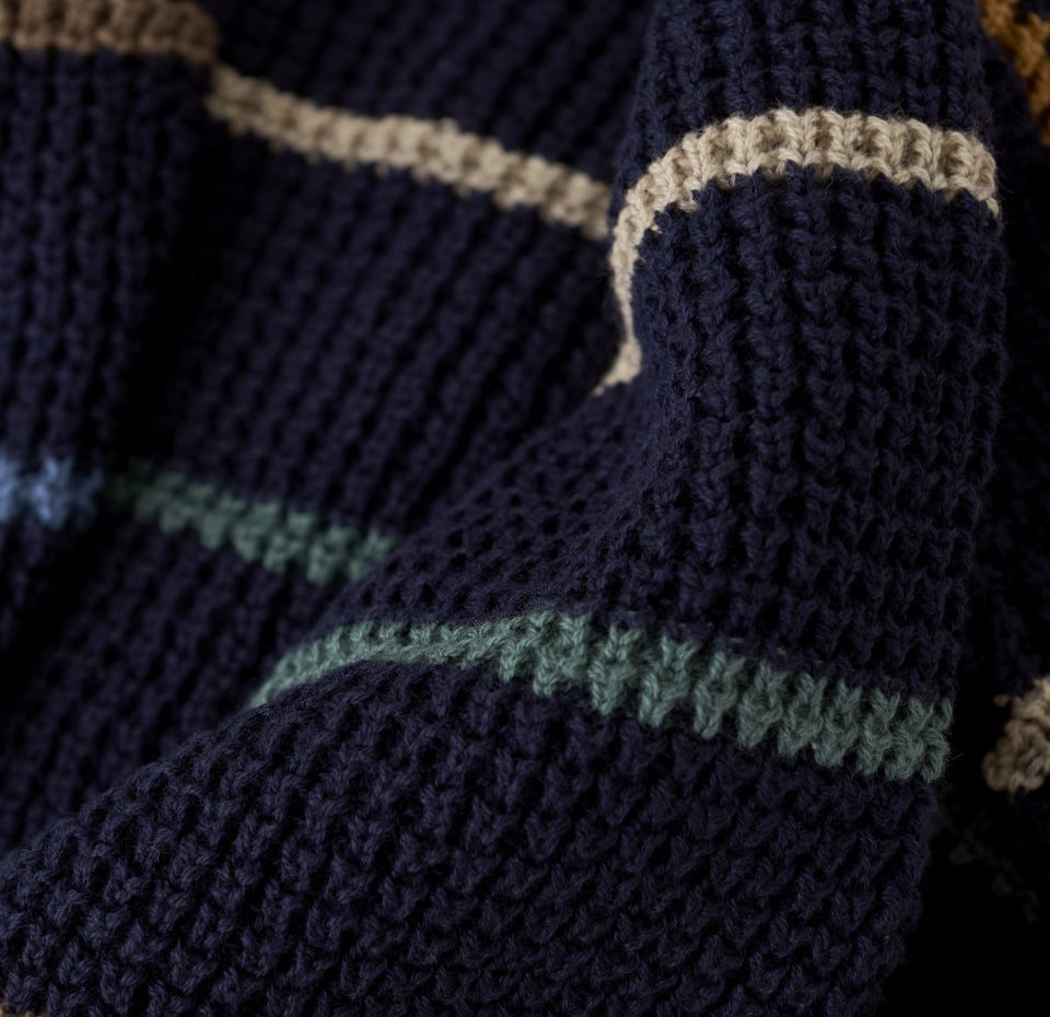 Navy Striped Cotton Sweater -Minymo