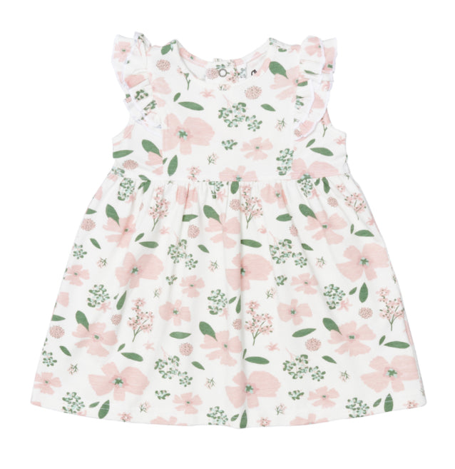 Pink and White Floral Tencel Sleeveless Romper Dress-Coccoli