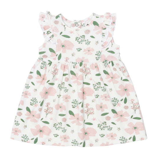 Pink and White Floral Tencel Sleeveless Romper Dress-Coccoli