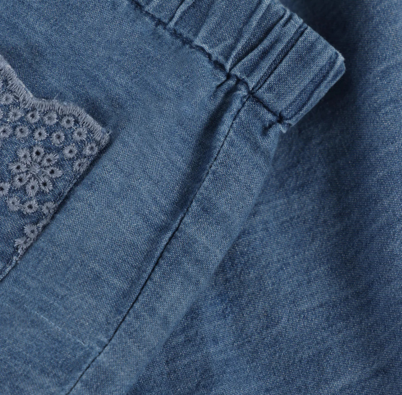 Soft Denim Lace Baby Girl Shorts-Minymo