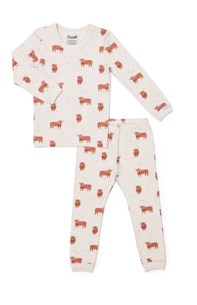 Highland Cow Long Sleeve PJ Set-Coccoli