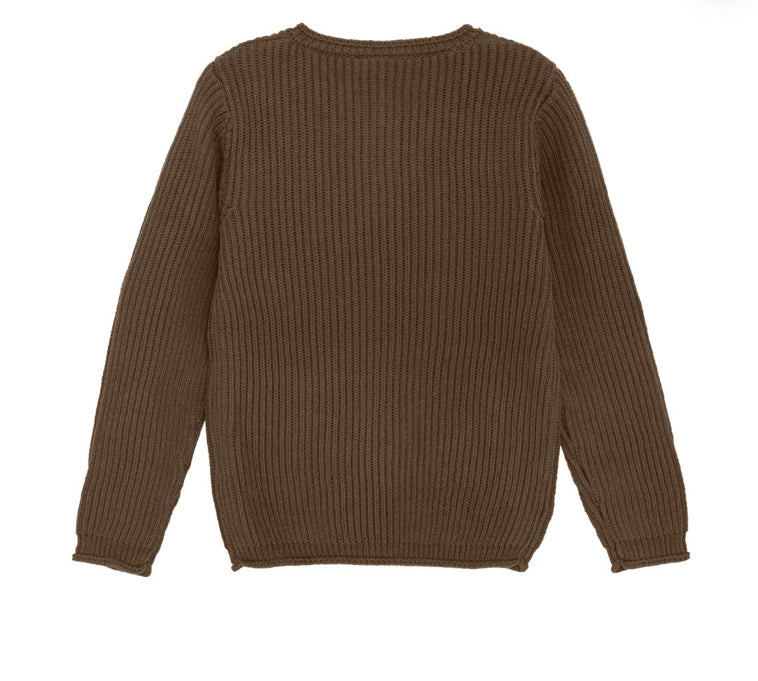 Brown Knit Sweater With Buttons-Minymo