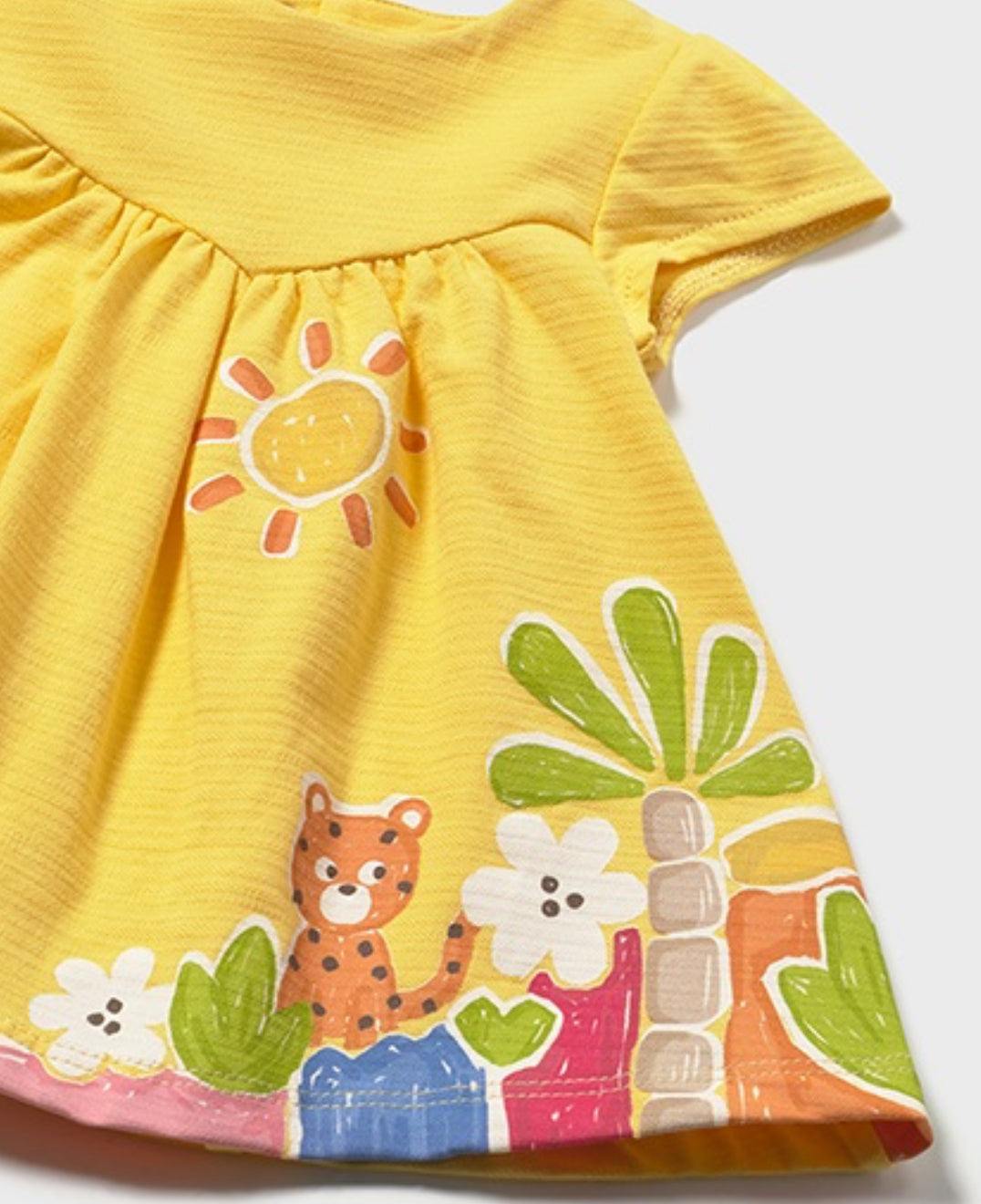Baby Yellow Dress With Animals And Nature-Mayoral