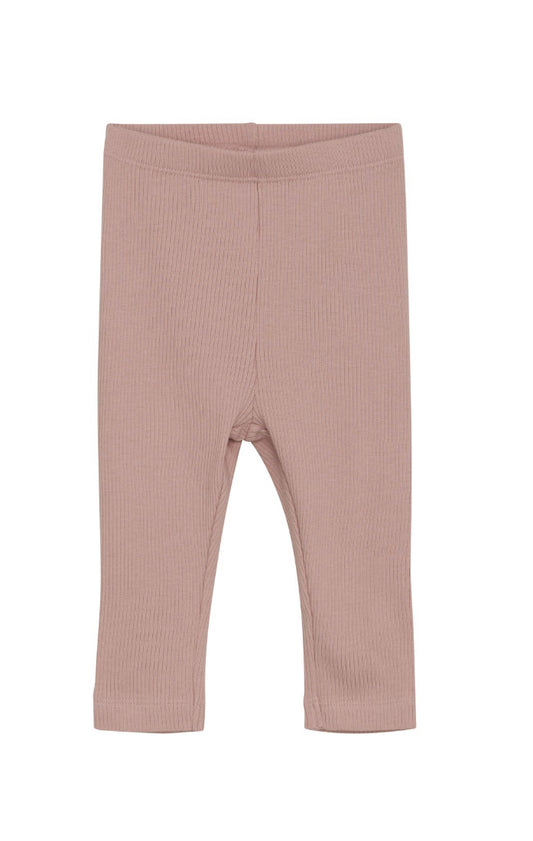 Ribbed Baby Cotton Leggings -Minymo Blush